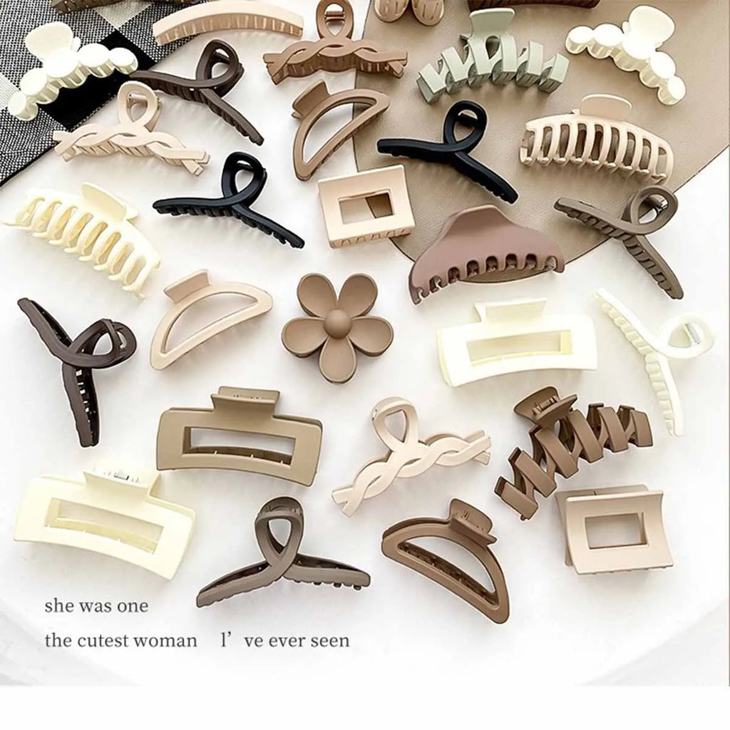 11pcs Fashionable and versatile matte coffee color Maillard style PC hair grab hair accessory combination
