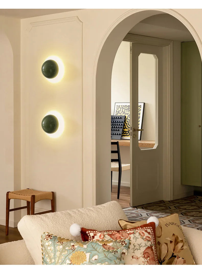 Modern Led Wall Lamp Red Round Metal Wall Lights for Bedroom Living Room Corridor Ceiling Lamp Designer Cream Decorative Room