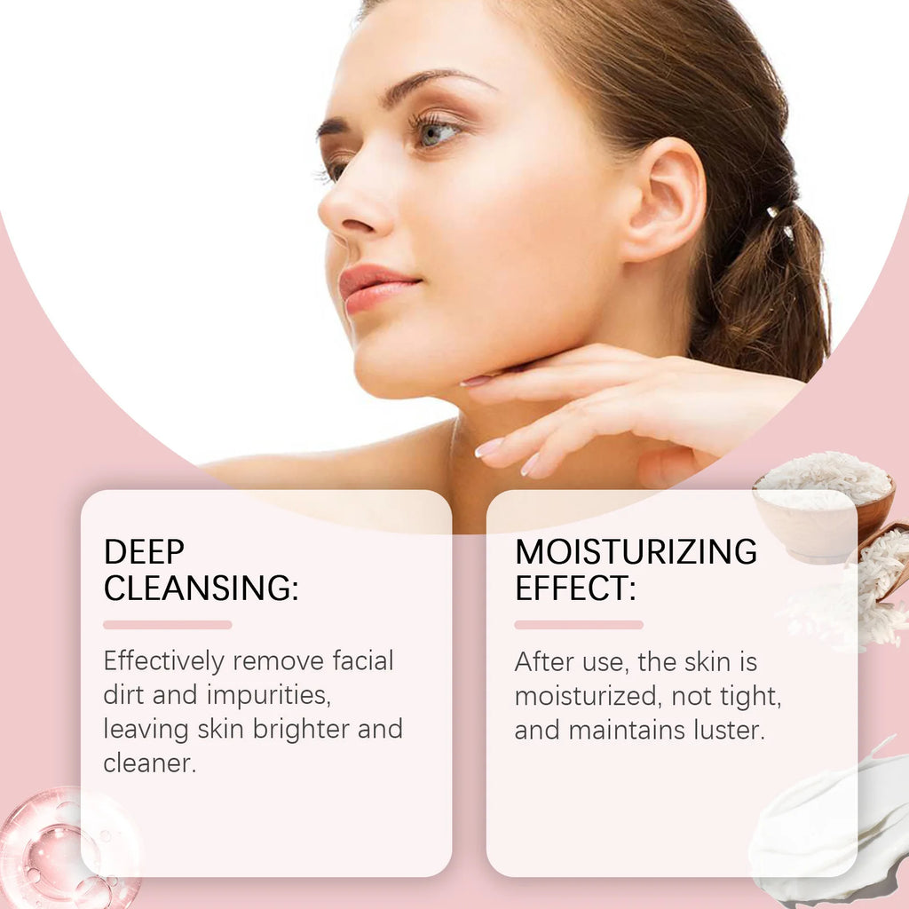 Rice Water Face Cleanser Remove Dirt Purifying Pores Fading Spots Oil Control Soft Brightening Moisturizing Foaming Facial Wash