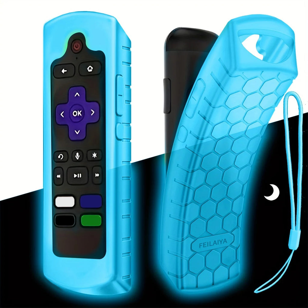 1/2/3 piece of luminous silicone universal remote control set with hanging rope suitable for TCL Hisense Roku TV remote control