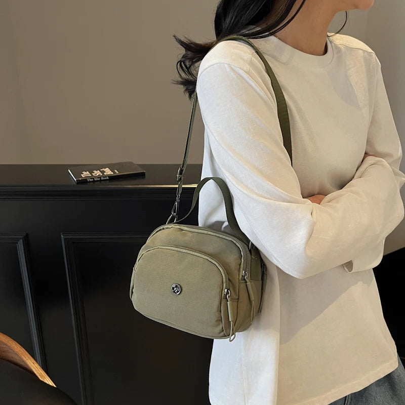 Women's Fashion Canvas Crossbody Bags Multi Pocket Small Shoulder Bag Casual Boho Handbag Lightweight Travel Purse for Daily Use