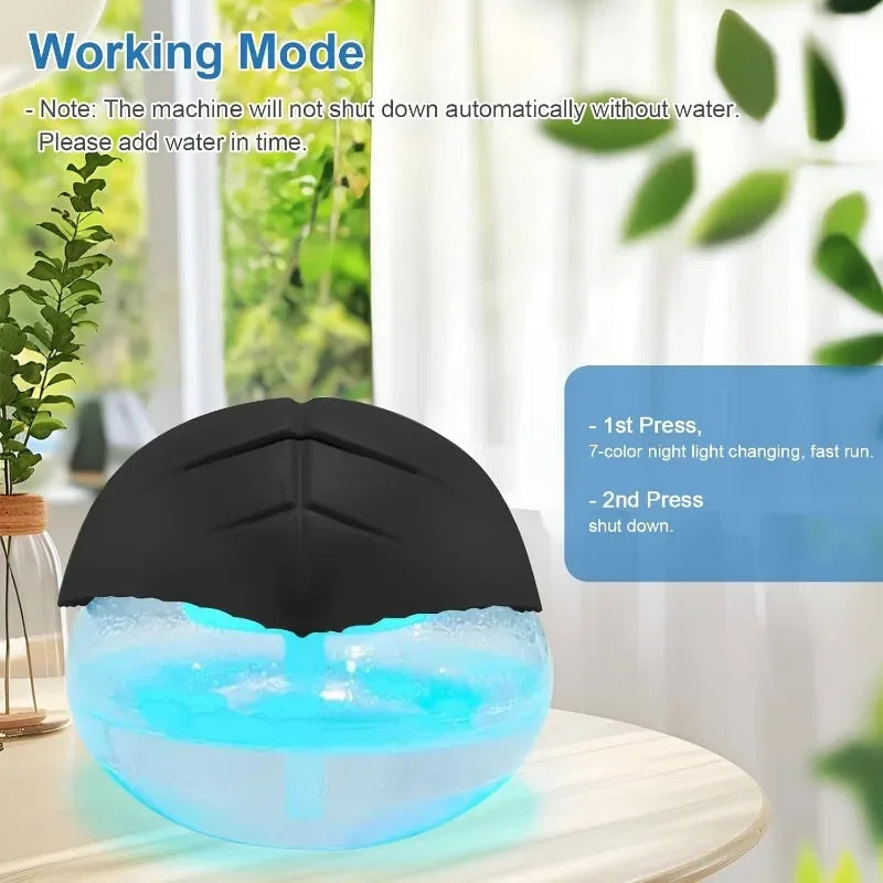 AC220V Water-Based Purifier Air Washer, Air Revitalizer & Freshener, Air Fresher with 7 LED Color for Rooms (Black)
