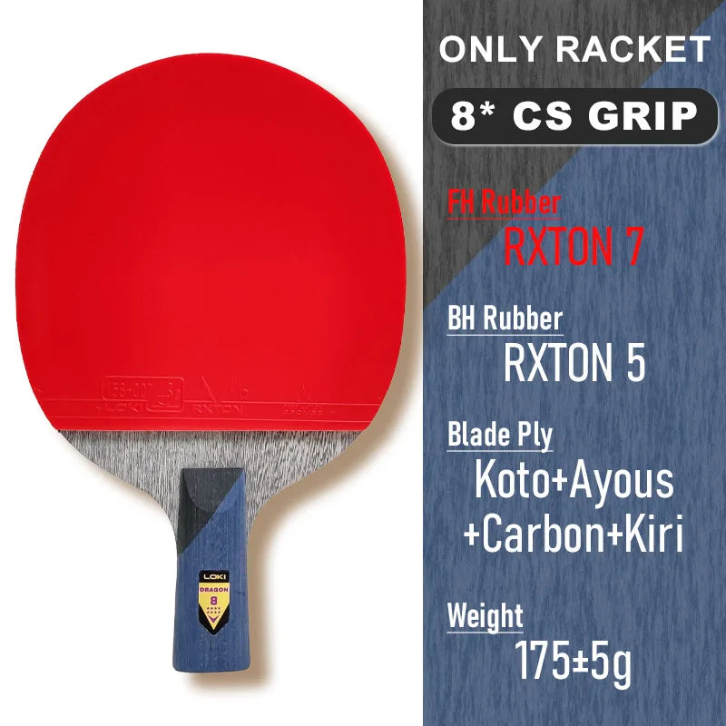 Original LOKI Table Tennis Racket Dragon Series Ping Pong Racket Paddle Bat Professional 6/7/8/9/10 Stars for All Level Players