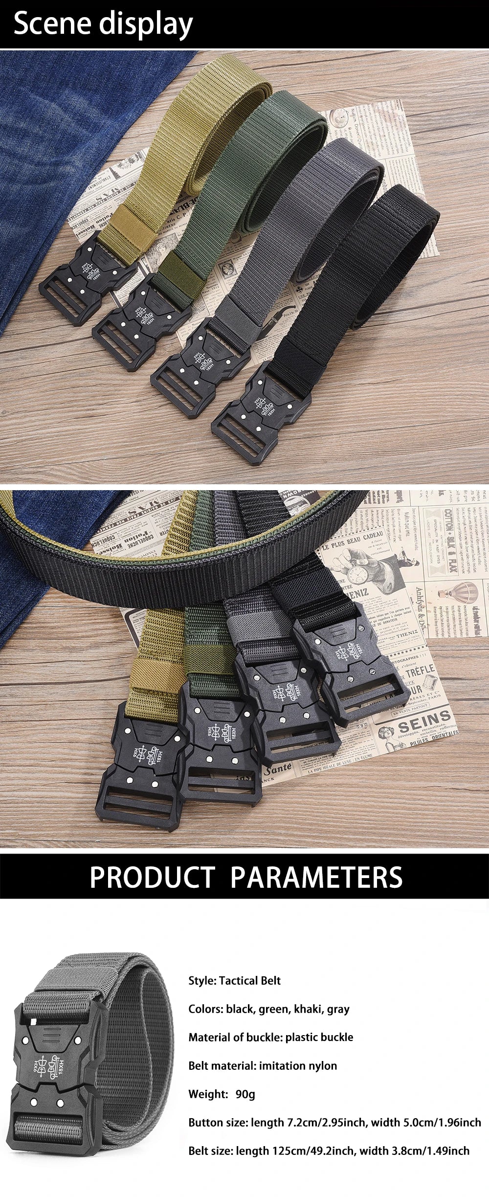 Versatile Men's Tactical Belts - Durable, Adjustable Quick Release Buckle Design - For Outdoor Sports Enthusiasts，For Men Women