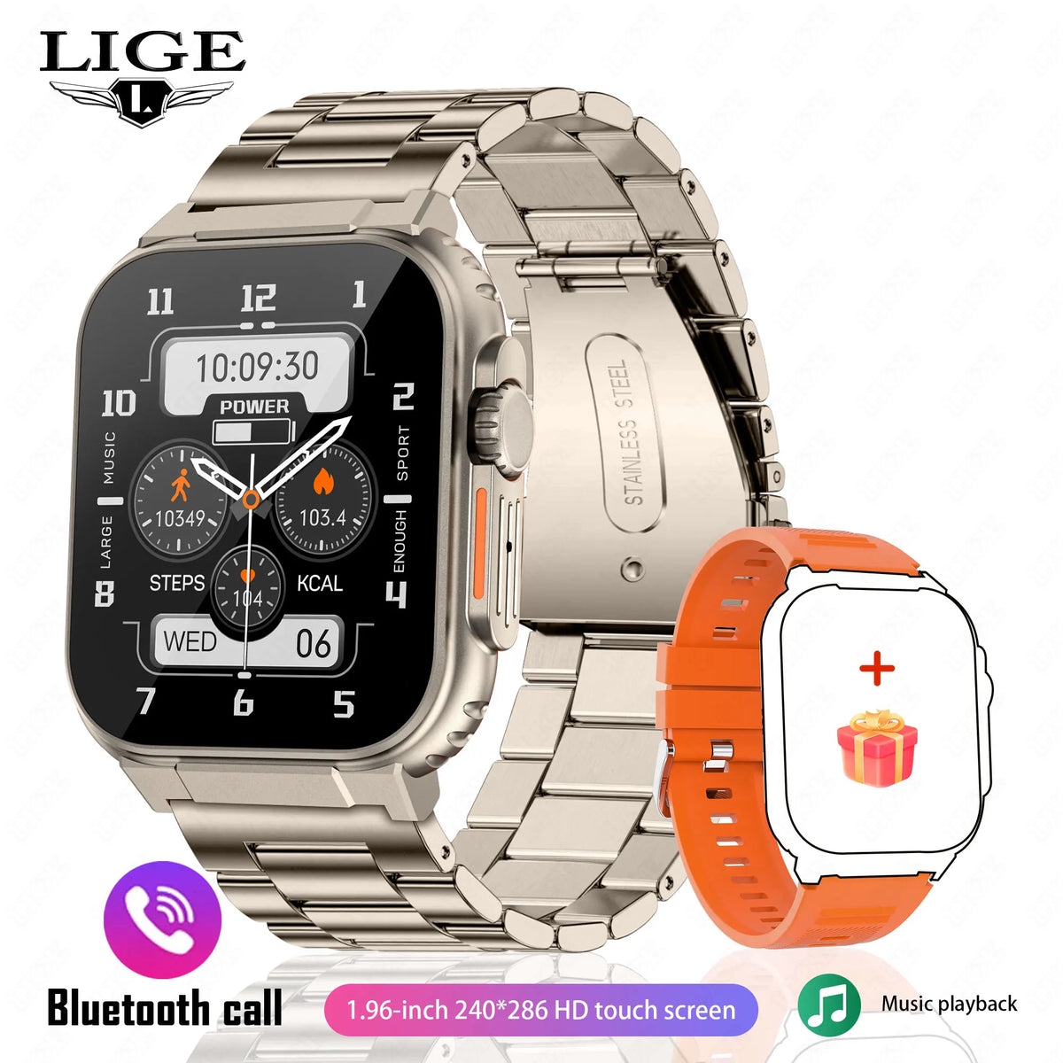 LIGE 600mAh New Smart Watch Men Outdoor Sports Fitness Bracelet Blood Pressure Clock IP68 Waterproof Men Smartwatch For Android