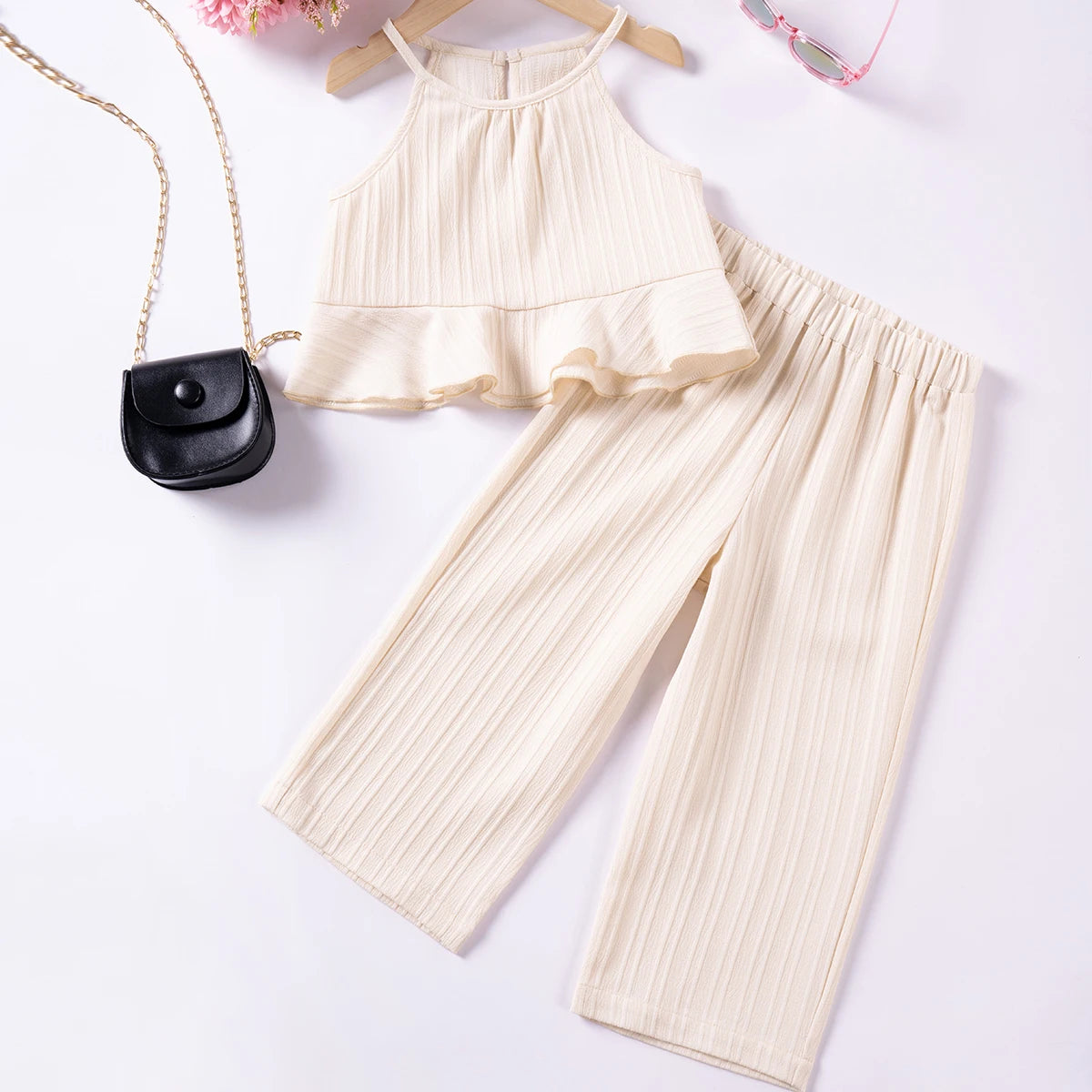 Kids Set Girls Summer Clothing Sets Camisole Tops and Loose Pants Baby Girl Clothes Leisure and Fashionable Birthday Gift