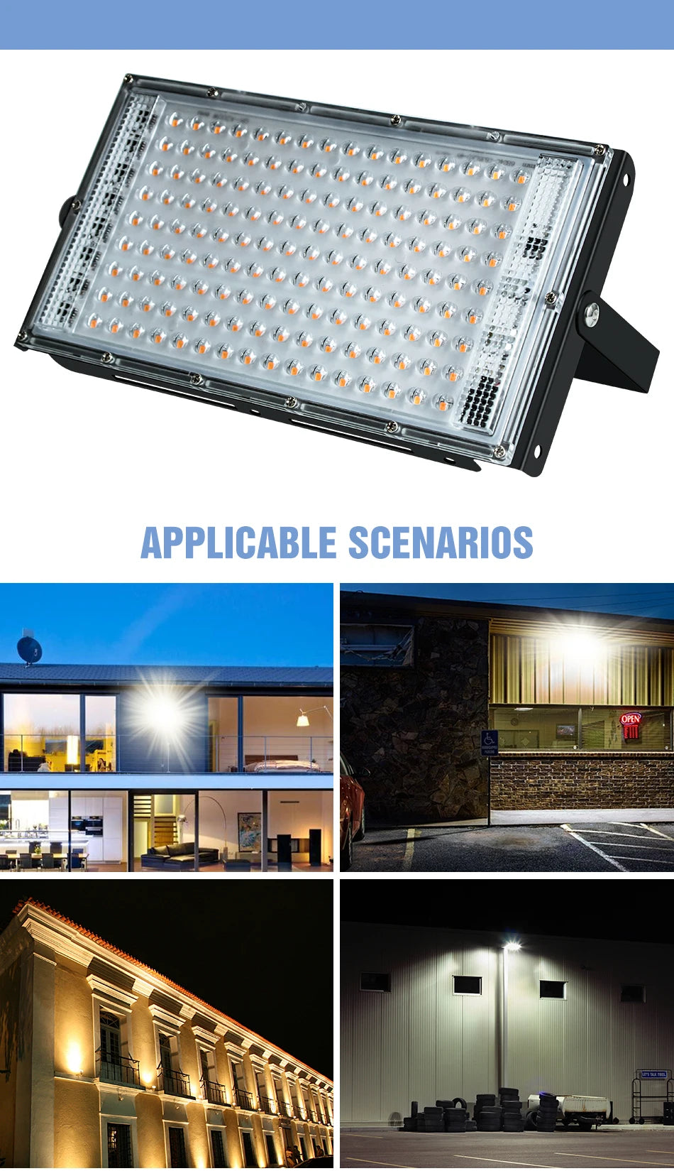 200W Outdoor LED Flood Light IP65 Waterproof Street Lamp 220V Spotlight Storage Room Corridor Gardn Lighting Cold/Warm White