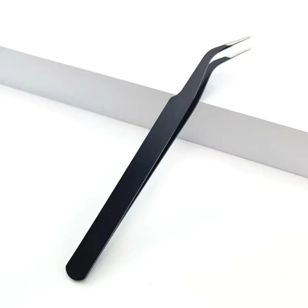 Stainless Steel Straight Curved Eyelash Tweezers False Lash Application Clip for Eyelid Tape Nail Rhinestone Picker Makeup Tool