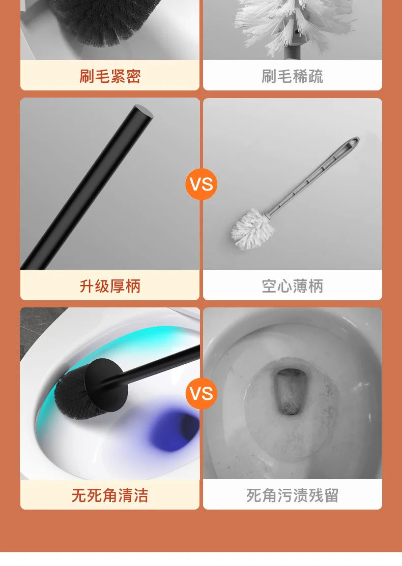Toilet Brush Holder Wall Mounted Bathroom Cleaning Brush Toilet Brushes For Cleaning Storage Space Aluminum