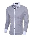 Mens Stripes Shirts Long Sleeved Slim White Social Shirts Casual Male Clothes Business Camisa Masculina Chemise Christmas Shirt