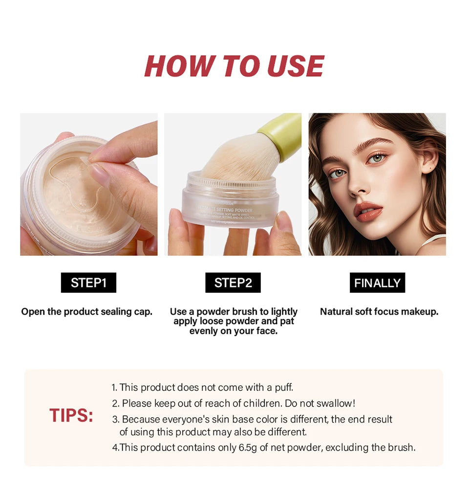 Makeup Fixation Setting Powder Ultimate Blurring Effect Soft Matte Oil Control Pore Modification Perfect Finish All Day Wear
