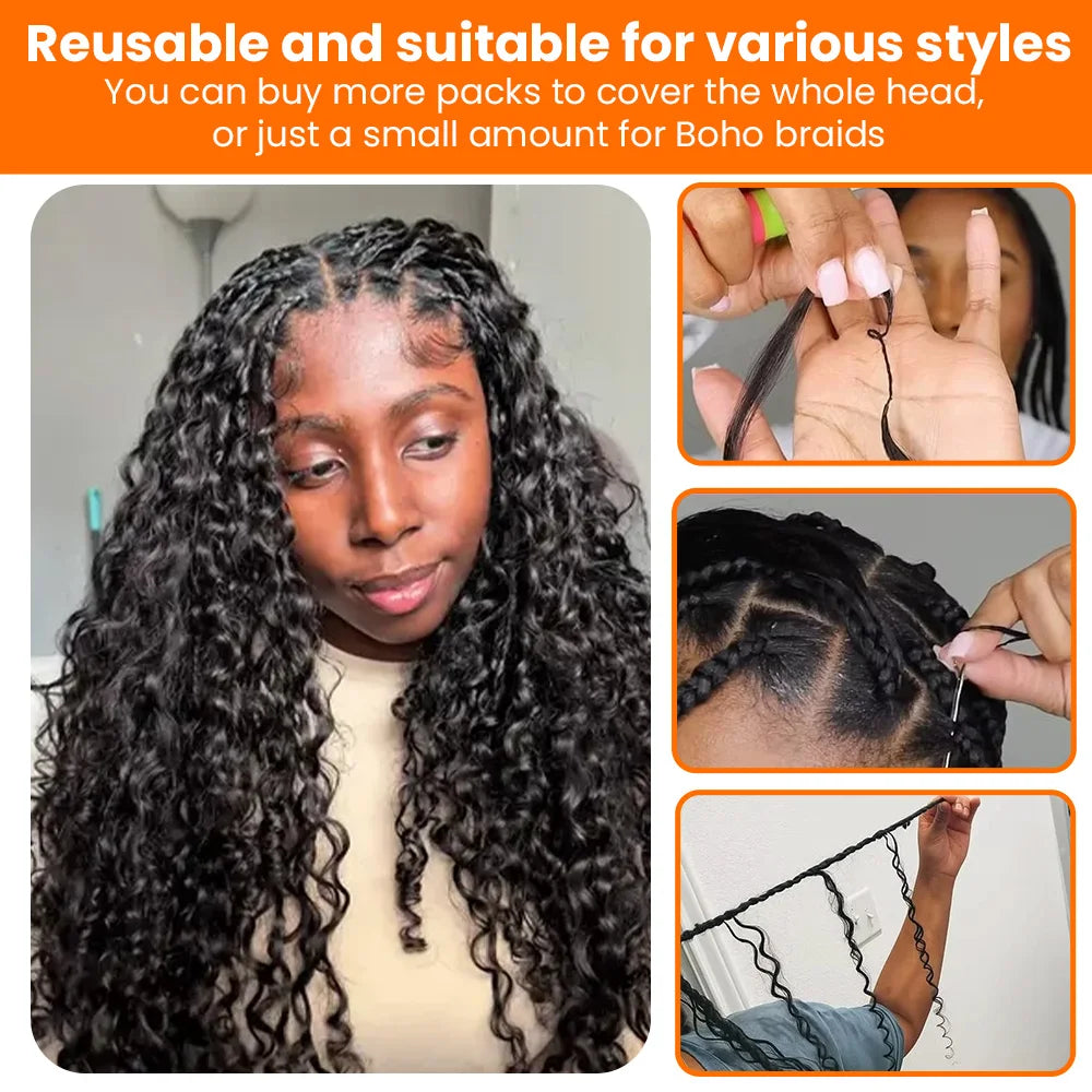 Curly Feather Crochet Human Hair Extensions Knotless Pre Separated Burmese Curly Crochet Extension With Special Curly Ends