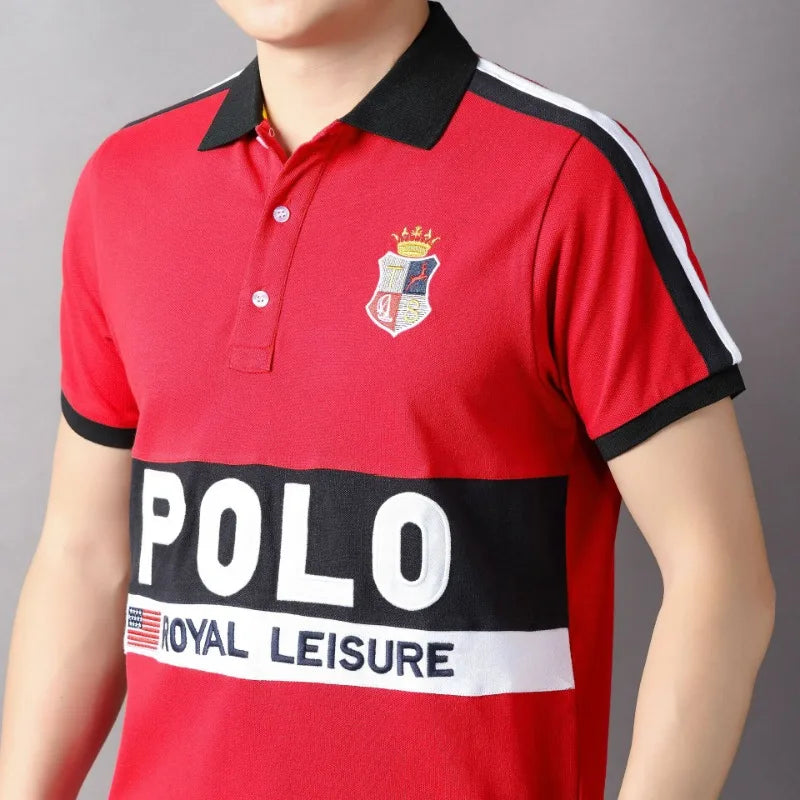 Plus Size 7XL 100% Cotton Summer Men's Polo Shirts Luxury Short Sleeve Contrast Color Letter Embroidery Simple Casual Male Tees