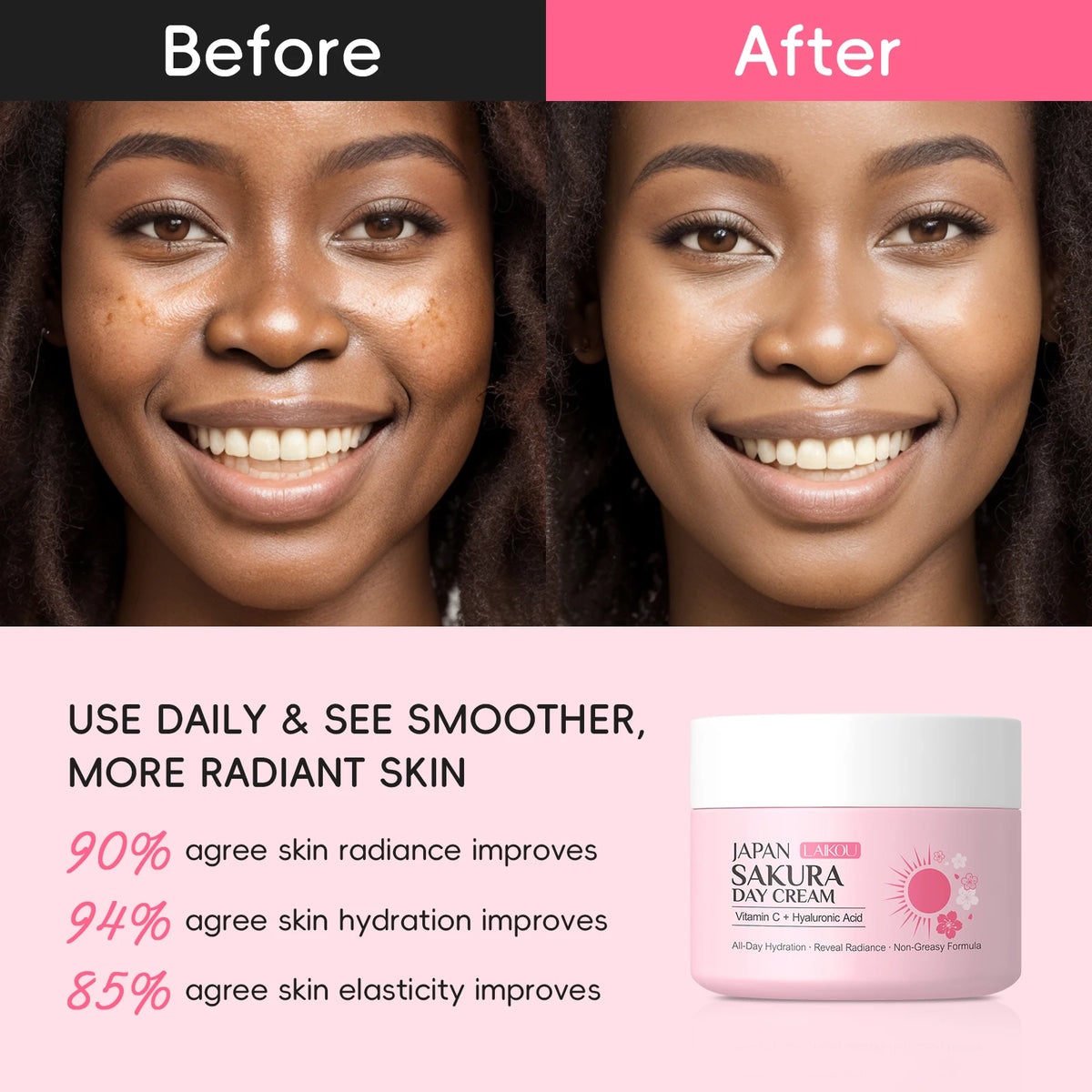 LAIKOU Japan Sakura Day & Night Cream Set 30g*2 Day Hydrating Night Repair Radiant Skin Care Kit