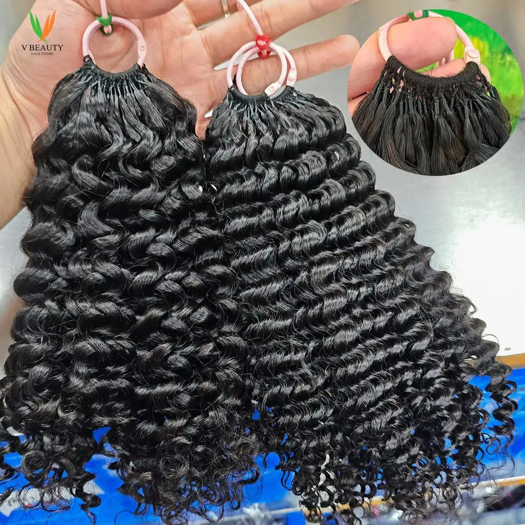Pre-Separated Feather Crochet Human Hair Bundles Jerry Kinky Curly Deep Wave Hair Miracle Knots Braiding hair for Women
