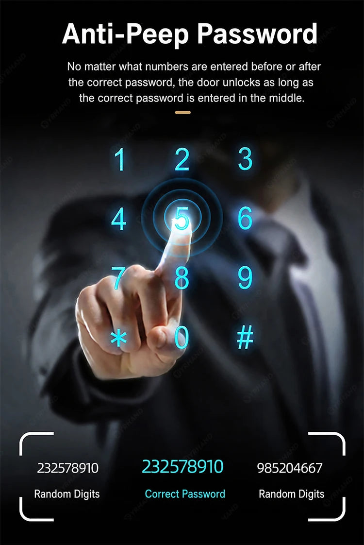 Smart Fingerprint Door Lock 34mm Ultra Narrow No Drilling Replacement TTLock App Anti Peep Password IC Key For Sliding Doors