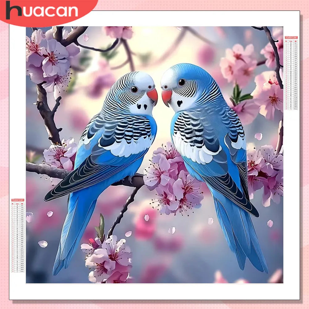 HUACAN Diamond Mosaic Kit Parrot Animal Full Square Round Drill Painting Bird Flower Paintings Home Decor Rhinestones