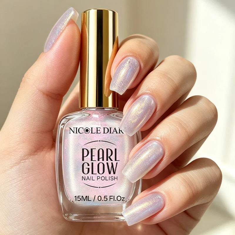 NICOLE DIARY 15ml Metallic Nail Polish Iridescent Flash Gloss Finish Quick Air Dry No Lamp Cure High Pigment Easy Application