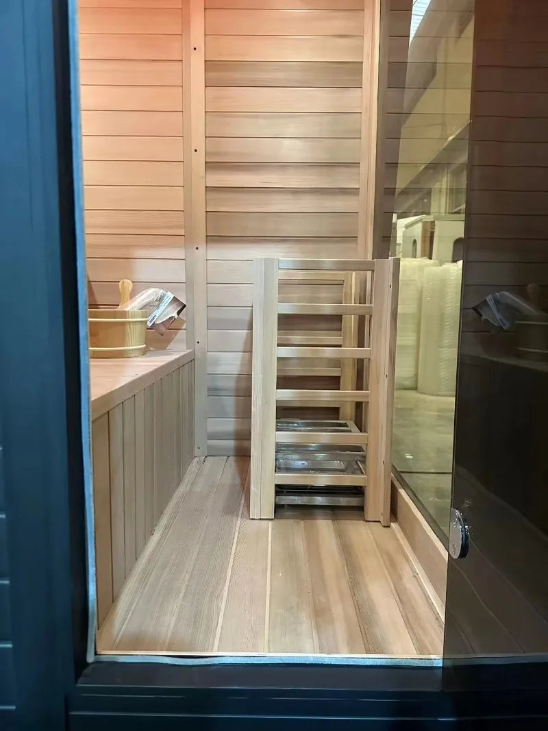 New Luxury High End Black Square Outdoor Sauna Backyard Wellness Sauna Cabin with 6000W Heater Customized