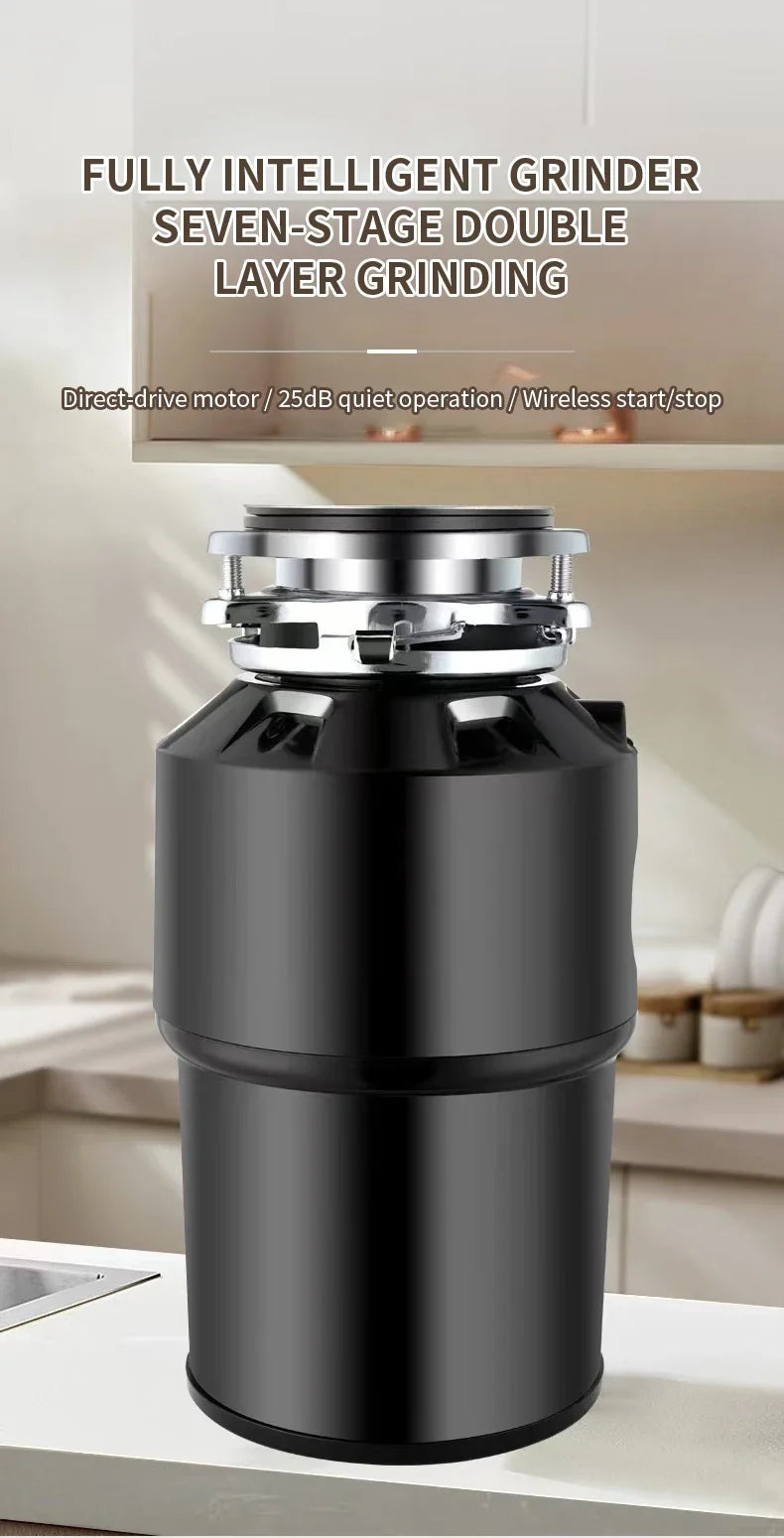 High-Power Garbage Disposer 220V Household Food Processor Kitchen Waste Grinder Efficient Bone Crushing