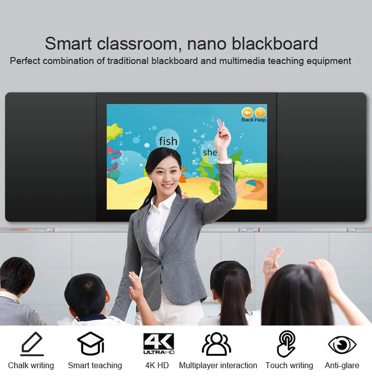Smart Classroom Whiteboard 75" - Interactive Touch Screen With Edu Software, 20-Point Touch & Wireless Sharing For Teachers