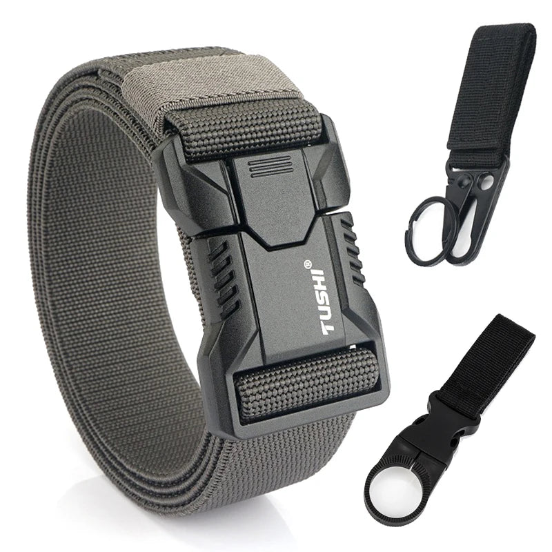 VATLTY New Tactical Outdoor Belt for Men and Women Aluminum Alloy Buckle Quick Release Elastic Belt Casual Belt Jeans Waistband