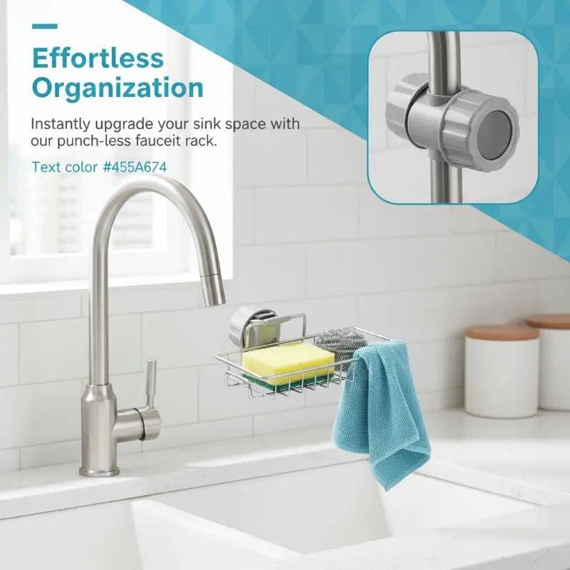 Kitchen Stainless Steel Sink Drain Rack Sponge Storage Faucet Holder Soap Drainer Towel Rack Shelf Organizer Kitchen Accessories