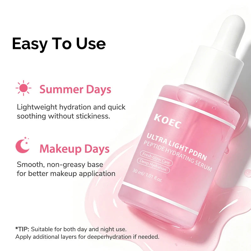 PDRN Peptide Moisturizing Serum 30ml Deeply Hydrating Brightening And Repairing Facial Essence Gentle Soothing Korean Skincare