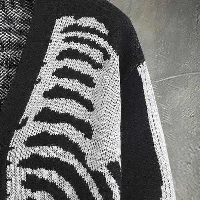 Unisex Knitted Jacquard Pattern Sweaters Spring Autumn Casual Loose Cardigan for Men Women Plus Size Halloween Y2K Cardigans
