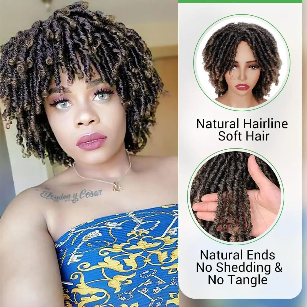 Wigs for Black Women Afro Curly Twist Wigs Braiding Synthetic Wig Heat Resistant Fiber Breathable Faux Locs Braids Hair Wigs wit