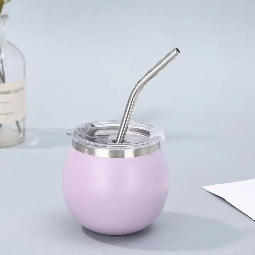 Mini Double Wall Argentine Yerba Mate Cup 5oz Stainless Steel Insulated Cups with Straw and Lid Tumbler Cup Outdoor