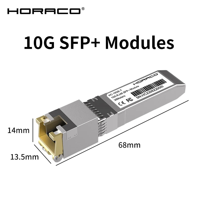 HORACO 10G SFP+ Module 2.5G Copper SFP Modules Optical Port Turn to RJ45 Ethernet Port Gigabit 1000M Transceiver Module