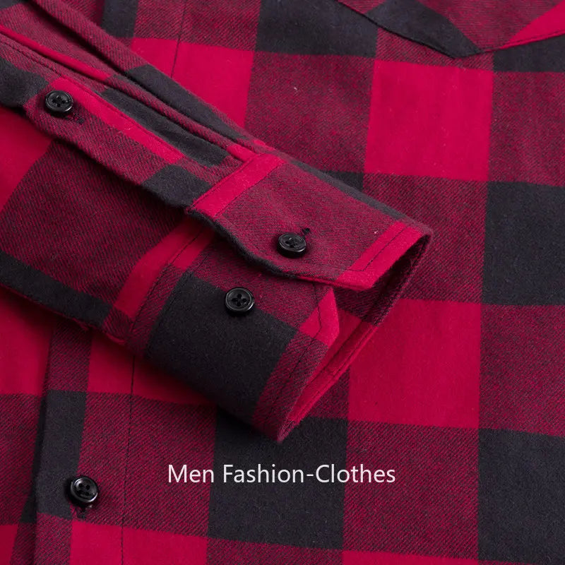 2026 100% Cotton New Male Casual Long Sleeve Warm Man Clothes Flannel Plaid Shirt Men Plus Size 3XL 4XL