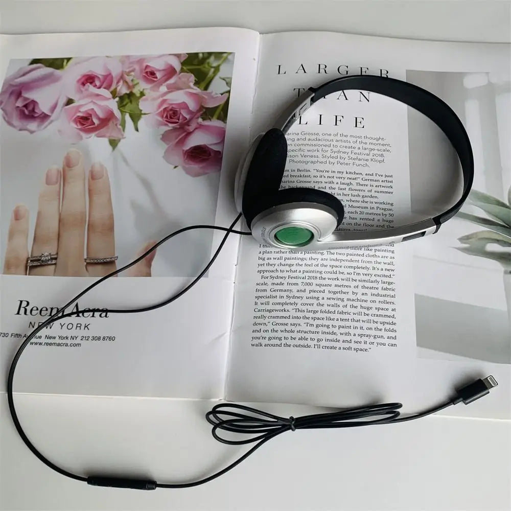 Fashion Retro Classic Headset Y2K Wired Headphone 3.5mm Type C Over Ear Earbud