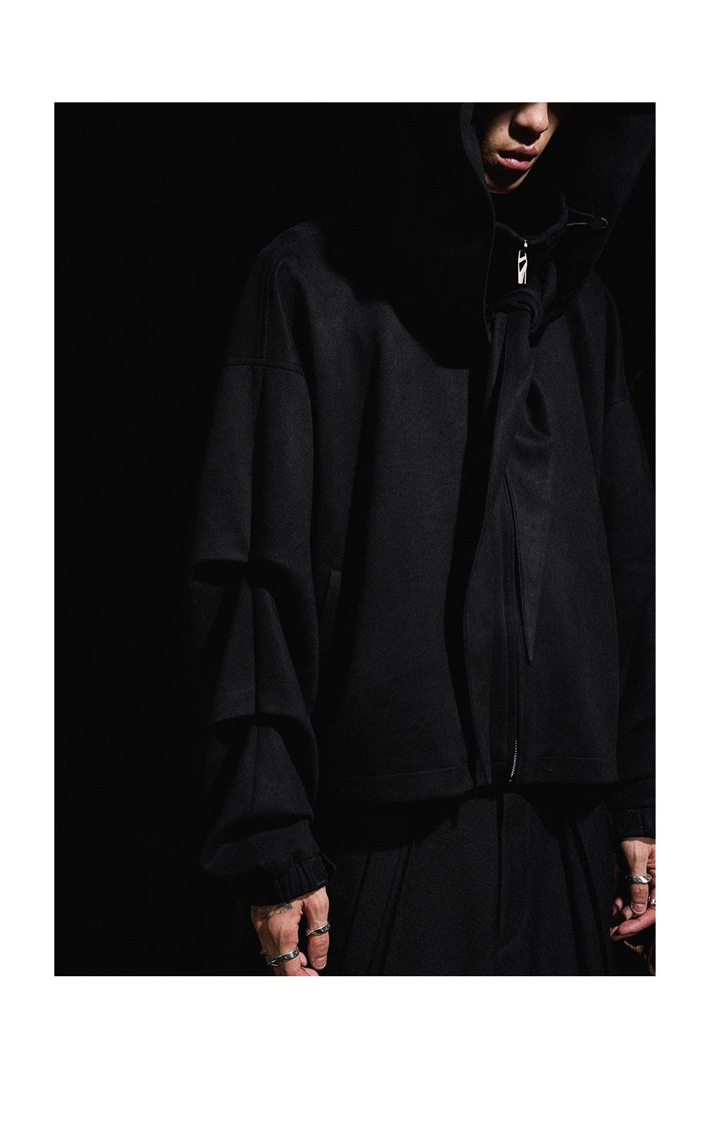 Mauroicardi Spring Autumn Cool Handsome Short Oversized Soft Black Faux Suede Jacket Men with Hood  Luxury Designer Clothes 2025