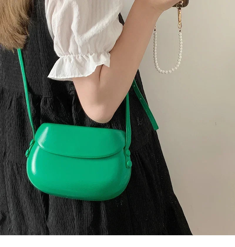 Candy Color Women's Saddle Shoulder Bag Casual Portable Female Small Clutch Handbags Sweet Fashion Ladies Purse Crossbody Bags