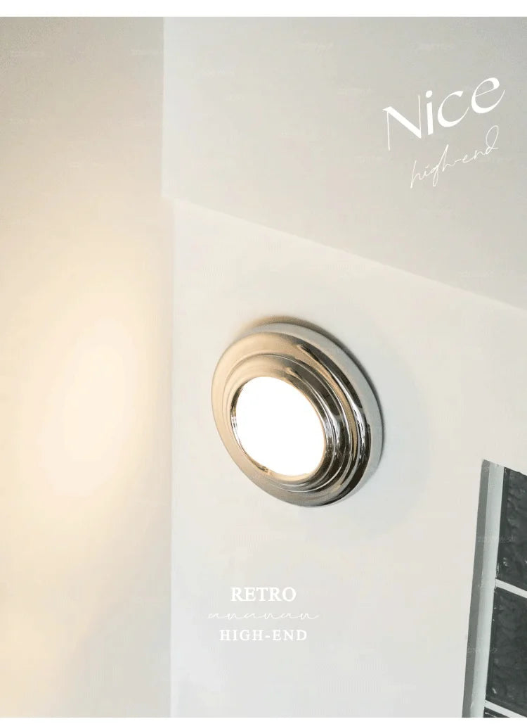 Modern Round wall light designer chrome lamp Minimalist Bedroom Sconce Balcony Hallway Living room Staircase Atmosphere Lights