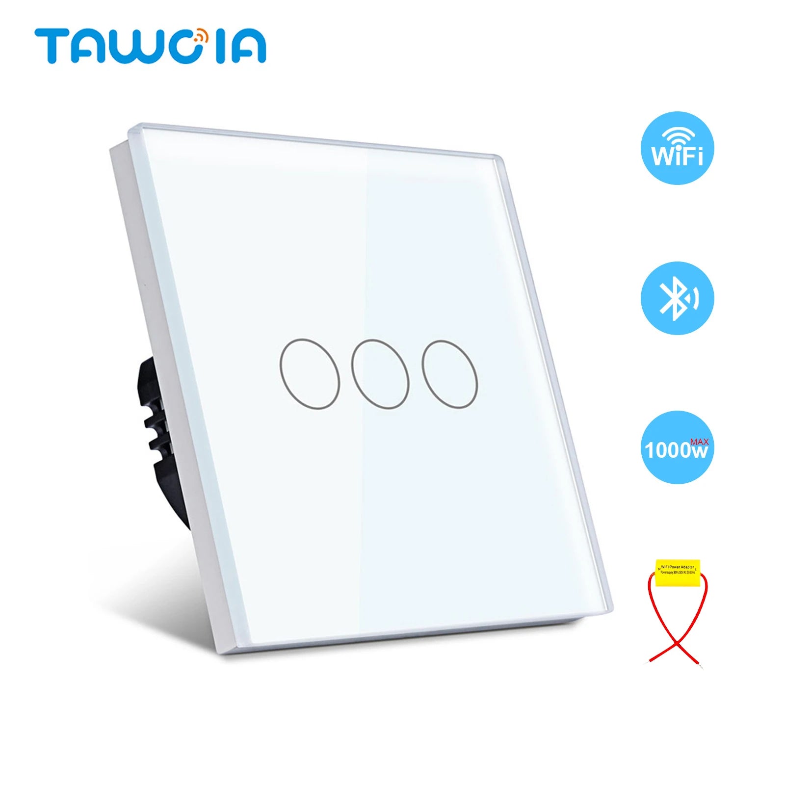 TAWOIA Wifi Touch Light Switches 1/2/3/4Gang Smart Wall Switch Tuya Smart Life Alexa Voice Control With Capacitor L/N1000W