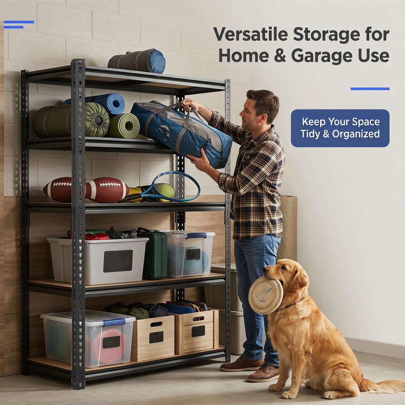 Heavy-Duty Industrial Metal Storage Shelves 72"H, Adjustable Height Shelving Unit Suitable for Garage, Warehouse, Kitchen, Basement - Easy No-Bolt Assembly, Kitchen Closet Tool Storage And Organization, Utility Shelves, Local