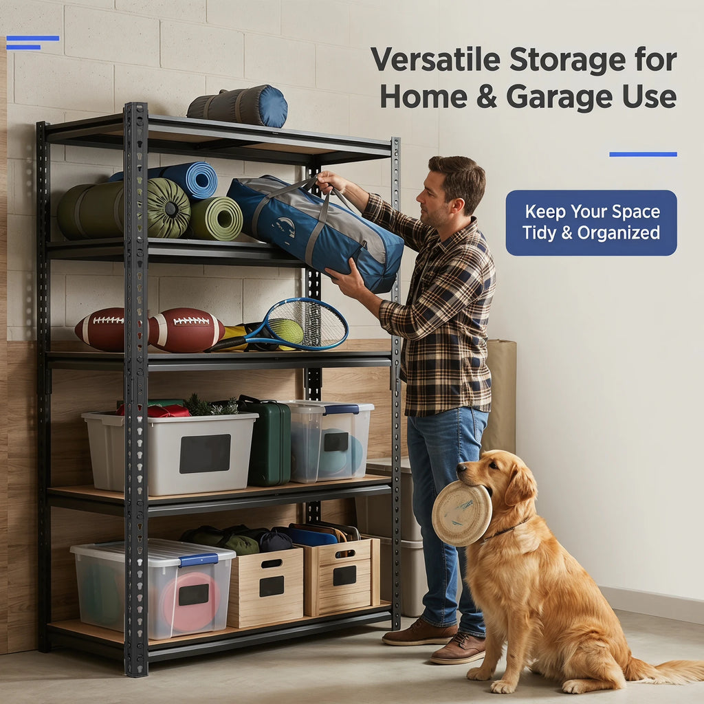 Heavy-Duty Industrial Metal Storage Shelves 72"H, Adjustable Height Shelving Unit Suitable for Garage, Warehouse, Kitchen, Basement - Easy No-Bolt Assembly, Kitchen Closet Tool Storage And Organization, Utility Shelves, Local