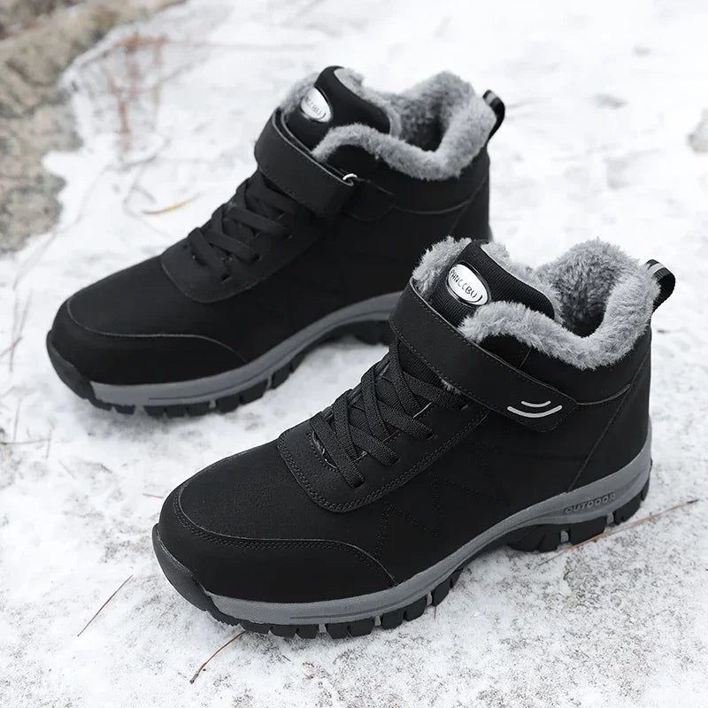 Men's Warm Snow Shoes Outdoor Leather Thick Plush Winter Man Casual Sneakers Original Waterproof Trend Sports