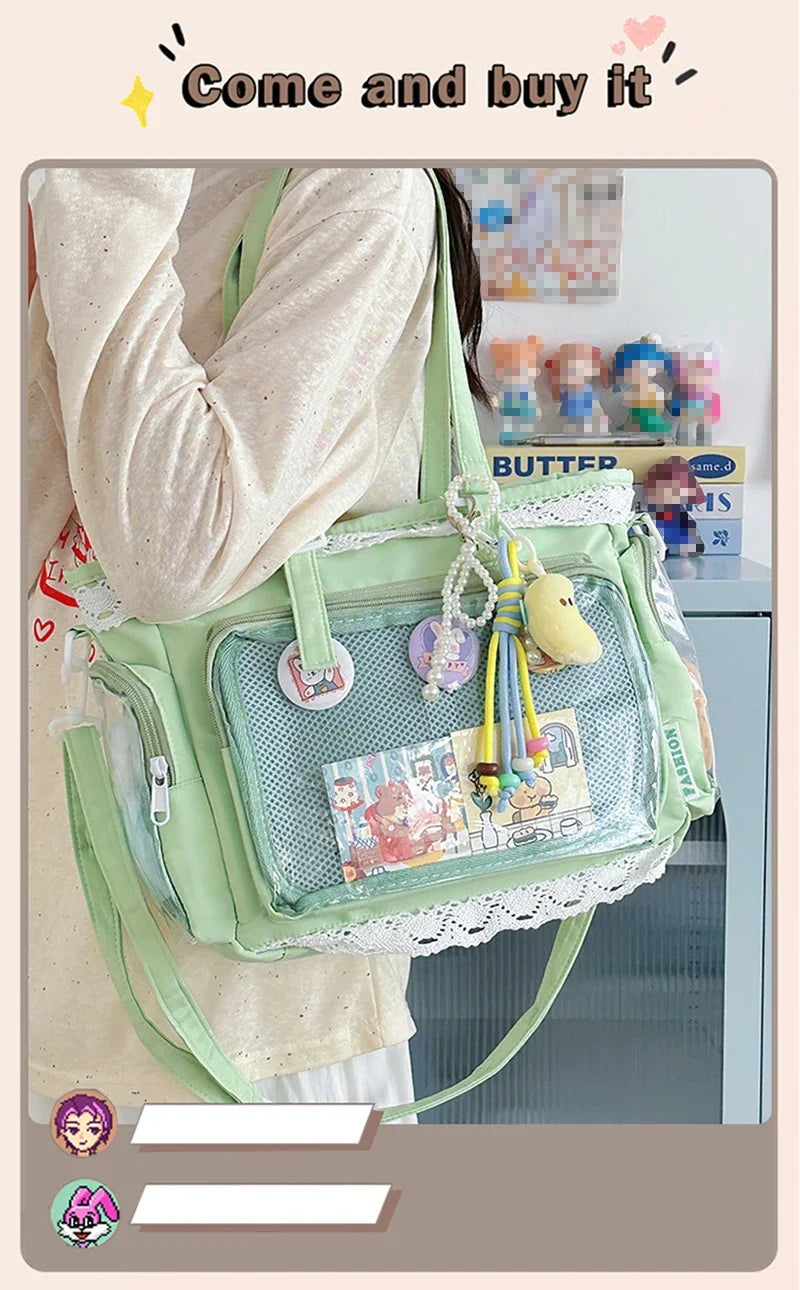 Large Capacity Ita Bag Anime Two-dimension Lolita Tote Bag Clear Window Crossbody Shoulder Bag Handbag Gift For Friends