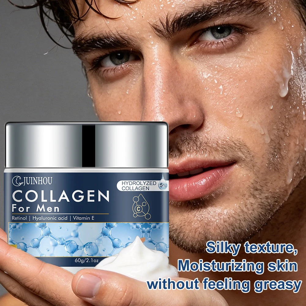 JUINHOU Men's Daily Anti-aging Hydration Face Cream Collagen Retinol Moisturizing Oil Control Firming Skin Refreshing Non-Greasy