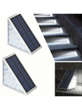 2PC Solar Outdoor Staircase Lights, with Triangular Decoration, Emitting White Light and Warm Light, Suitable for Steps, Fences