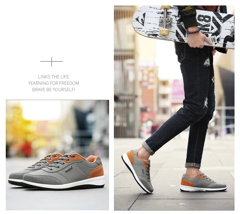 Men Shoes Sneakers PU Leather Trend Casual Shoes Fashion Breathable Leisure Male Sneakers Non-Slip Footwear Men Vulcanized Shoes