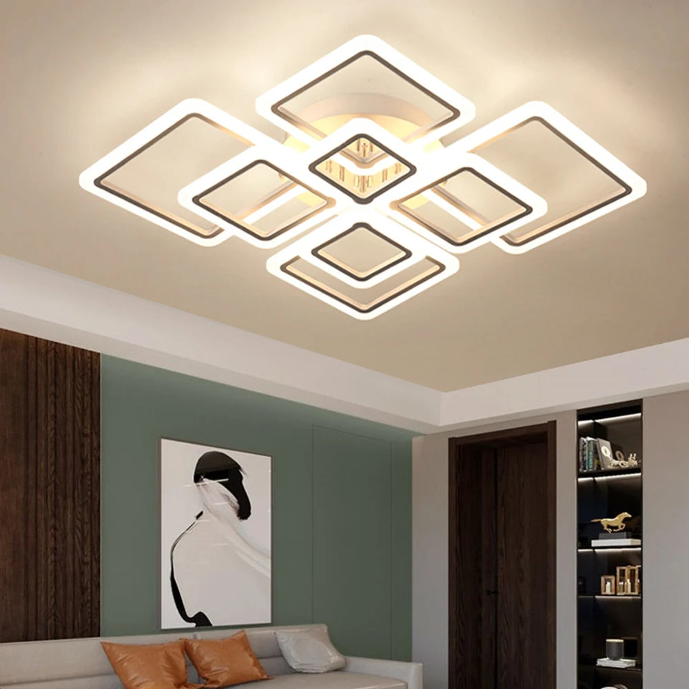 Modern Interior Square Ceiling Light with Remote Control LED Dimmable Ceiling Lamp lustre Living Room Kitchen Bedroom Decoration