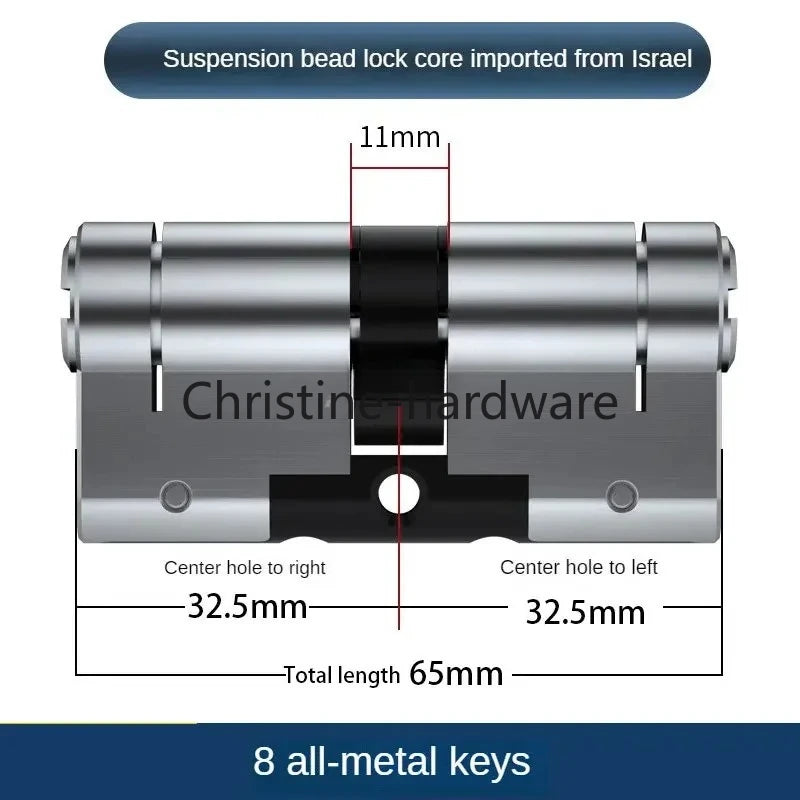 65-130MM High Quality European Standard Lock Cylinder,Super C-Level Anti-Theft Door Lock Cylinder,Household Copper Lock 8 Keys