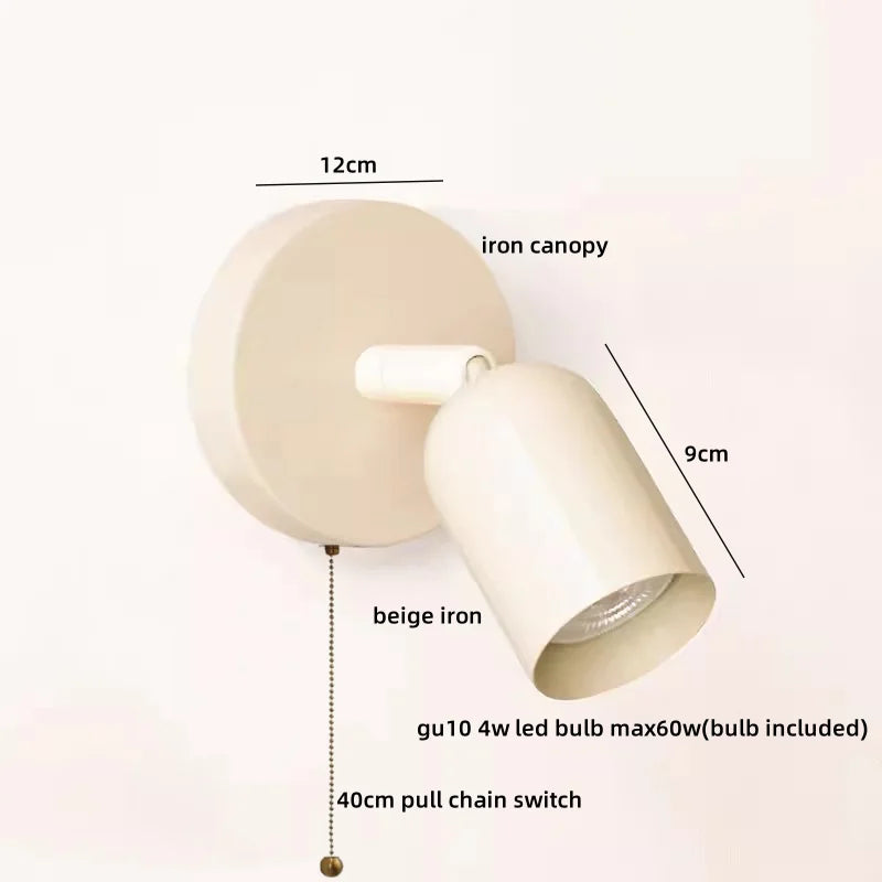 IWHD Nordic Modern LED Wall Lamp Sconce Pull Chain Switch Bedroom Living Room Corridor Cream Style Stair Light Fixture Luminaria