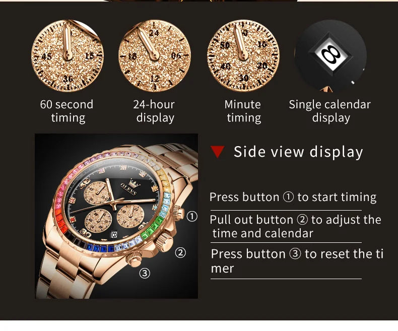 OLEVS 2939 Watches For Man Original Brand Multifunctional Quartz Watch Waterproof Luminous Stainless Steel Men Watches Reloj