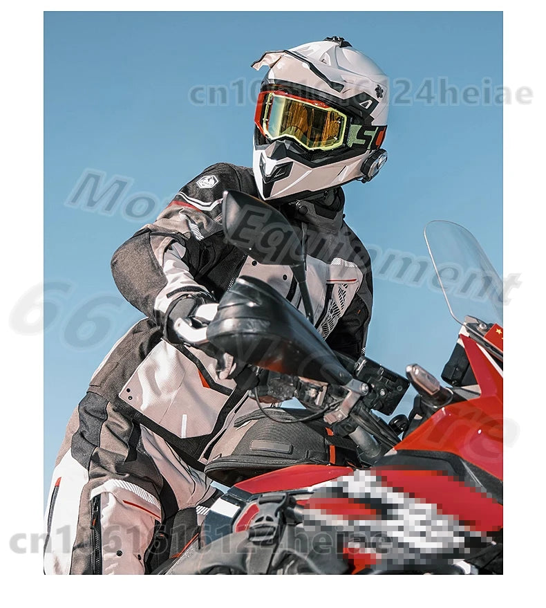 Waterproof Motorcycle Jacket and Pants Suit with CE Level Fall Protection Motocross Riding Gear for All Weather Conditions